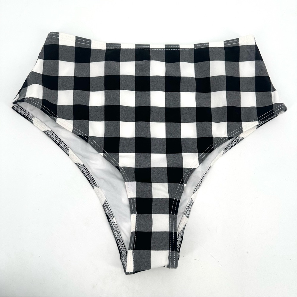 3/$15 NASTY GAL Bikini Bottoms NWOT Womens 2 Black Check Buffalo Plaid Swim
